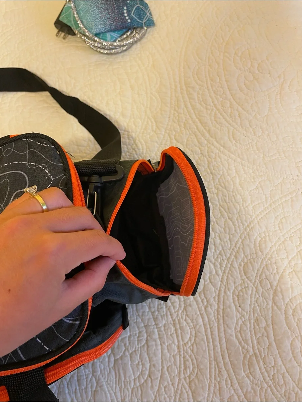 Ozark Trail Black and Orange Gear Duffel with Side Pockets